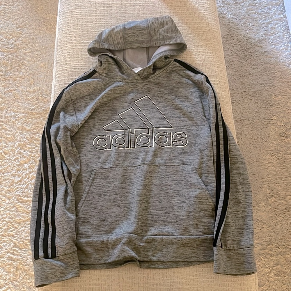 Adidas Hooded Sweatshirt Gray Size M (10/12) EUC